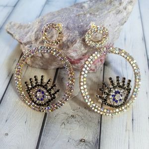 Evil Eye Large Rhinestone Earrings